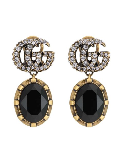 gucci crystal embellished earrings|gucci crystal double g earrings.